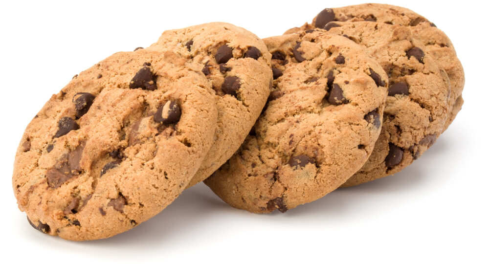 Chocolate,Chip,Cookies,Isolated,On,White,Background.,Sweet,Biscuits.,Homemade