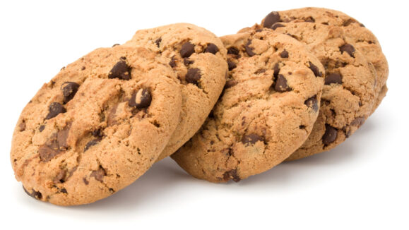Chocolate,Chip,Cookies,Isolated,On,White,Background.,Sweet,Biscuits.,Homemade