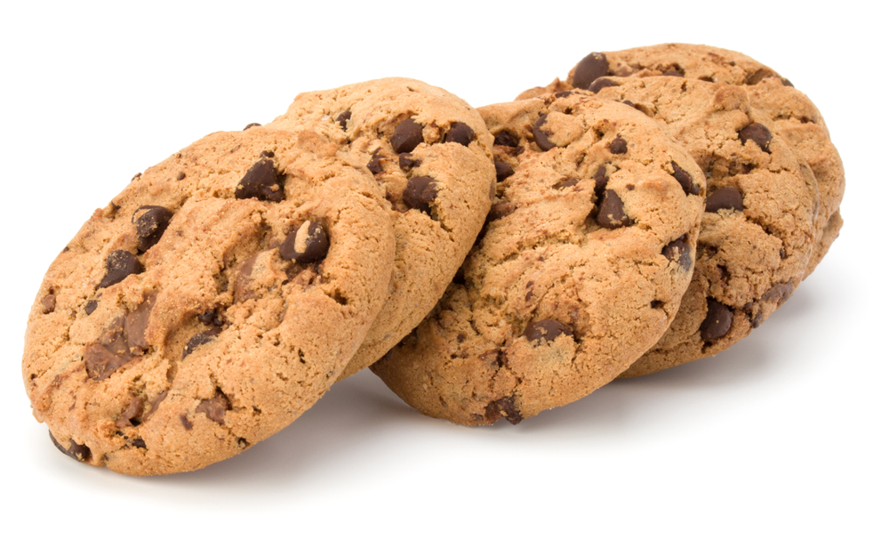 Chocolate,Chip,Cookies,Isolated,On,White,Background.,Sweet,Biscuits.,Homemade